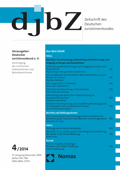 Cover of Volume: djbZ Zeitschrift des Deutschen Juristinnenbundes Volume 17 (2014), Edition 4