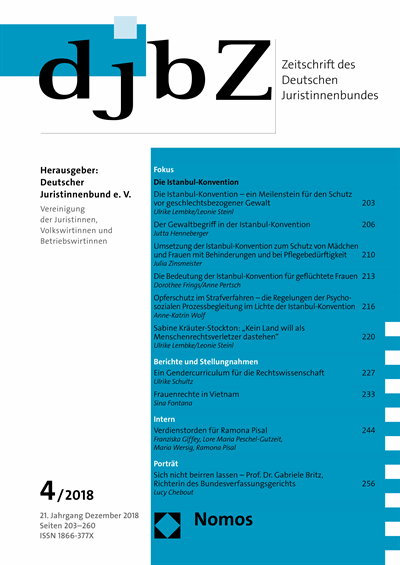 Cover of Volume: djbZ Zeitschrift des Deutschen Juristinnenbundes Volume 21 (2018), Edition 4
