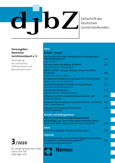 Cover of Volume: djbZ Zeitschrift des Deutschen Juristinnenbundes Volume 23 (2020), Edition 3