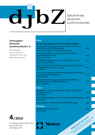 Cover of Volume: djbZ Zeitschrift des Deutschen Juristinnenbundes Volume 23 (2020), Edition 4