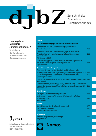 Cover of Volume: djbZ Zeitschrift des Deutschen Juristinnenbundes Volume 24 (2021), Edition 3