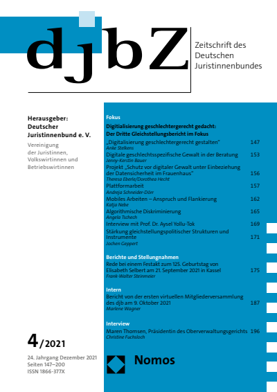 Cover of Volume: djbZ Zeitschrift des Deutschen Juristinnenbundes Volume 24 (2021), Edition 4