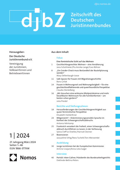 Cover of Volume: djbZ Zeitschrift des Deutschen Juristinnenbundes Volume 27 (2024), Edition 1