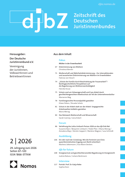 Cover of Volume: djbZ Zeitschrift des Deutschen Juristinnenbundes Volume 29 (2026), Issue 2
