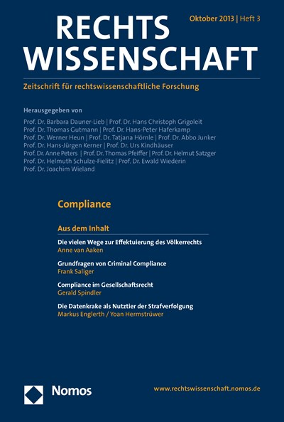 Cover der Ausgabe: RW Rechtswissenschaft Jahrgang 4 (2013), Heft 3