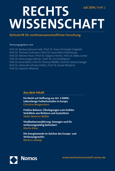 Cover der Ausgabe: RW Rechtswissenschaft Jahrgang 5 (2014), Heft 2