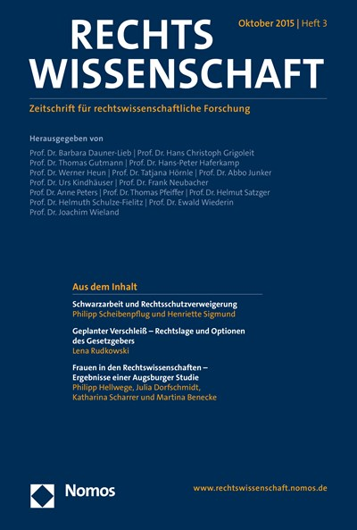 Cover der Ausgabe: RW Rechtswissenschaft Jahrgang 6 (2015), Heft 3