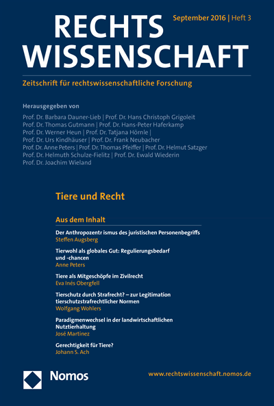Cover der Ausgabe: RW Rechtswissenschaft Jahrgang 7 (2016), Heft 3