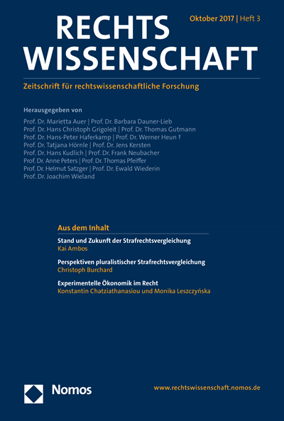 Cover der Ausgabe: RW Rechtswissenschaft Jahrgang 8 (2017), Heft 3