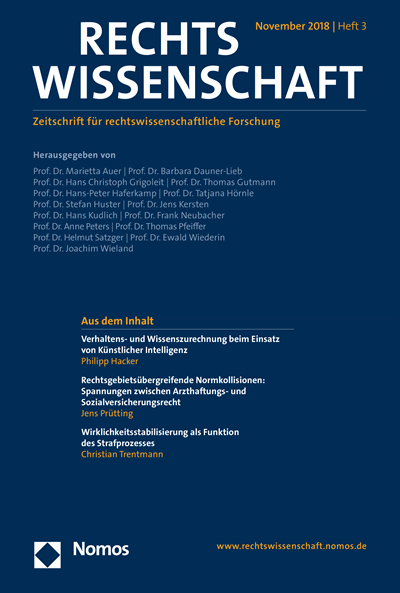 Cover der Ausgabe: RW Rechtswissenschaft Jahrgang 9 (2018), Heft 3