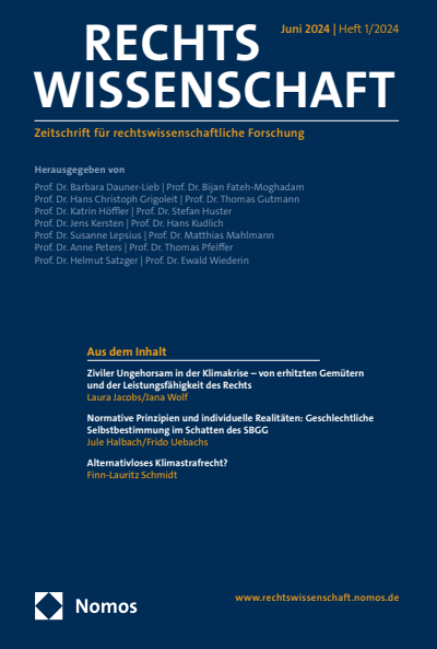 Cover of Volume: RW Rechtswissenschaft Volume 15 (2024), Edition 1