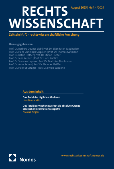 Cover der Ausgabe: RW Rechtswissenschaft Jahrgang 15 (2024), Heft 4