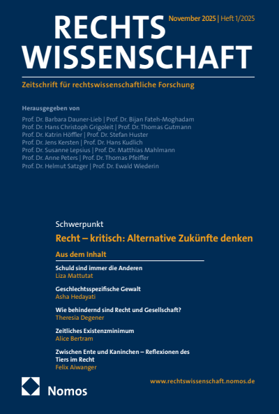 Cover of Volume: RW Rechtswissenschaft Volume 16 (2025), Edition 1