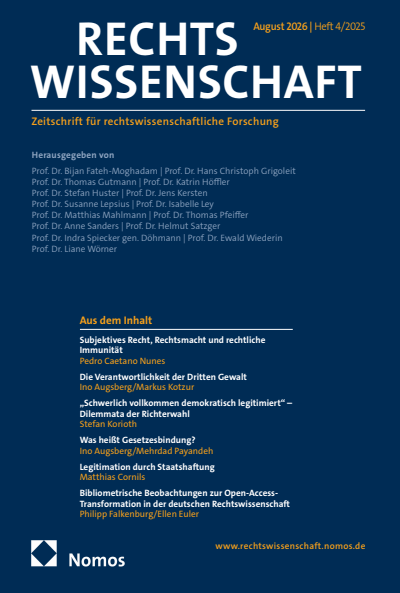 Cover der Ausgabe: RW Rechtswissenschaft Jahrgang 16 (2025), Heft 4