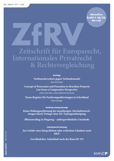 Cover der Ausgabe: ZfRV Zeitschrift für Europarecht, Int. Privatrecht und Rechtsvergleichung Jahrgang 66 (2025), Heft 5