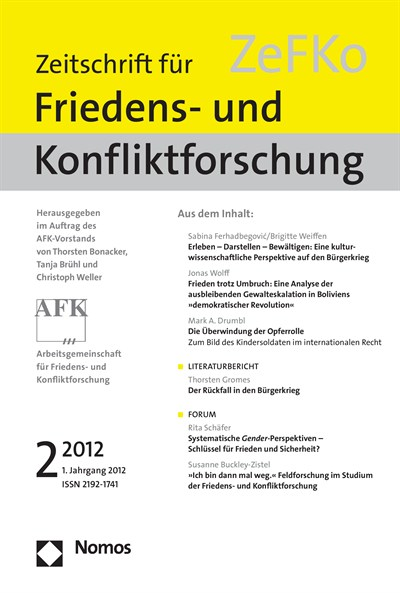 Cover der Ausgabe: ZeFKo Zeitschrift für Friedens- und Konfliktforschung Jahrgang 1 (2012), Heft 2