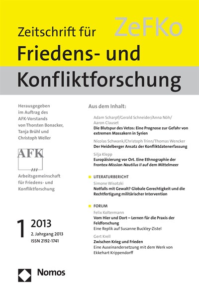 Cover of Volume: ZeFKo Zeitschrift für Friedens- und Konfliktforschung Volume 2 (2013), Edition 1
