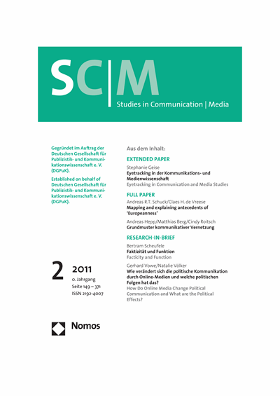 Cover der Ausgabe: SCM Studies in Communication and Media Jahrgang 0 (2011), Heft 2