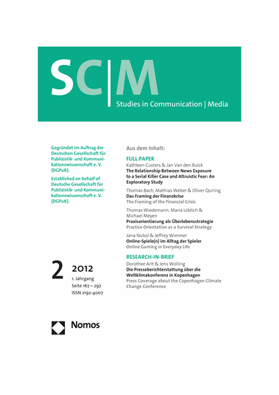 Cover der Ausgabe: SCM Studies in Communication and Media Jahrgang 1 (2012), Heft 2