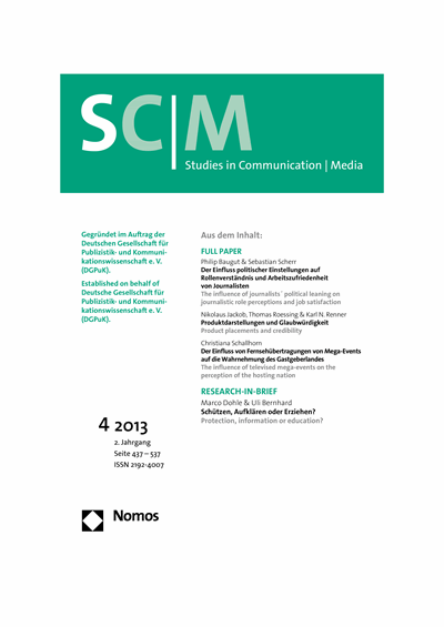Cover der Ausgabe: SCM Studies in Communication and Media Jahrgang 2 (2013), Heft 4