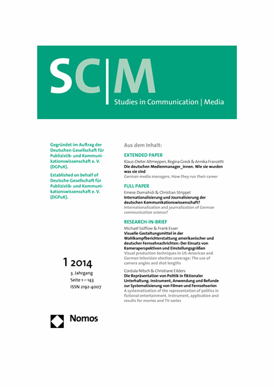 Cover der Ausgabe: SCM Studies in Communication and Media Jahrgang 3 (2014), Heft 1