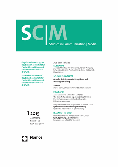 Cover der Ausgabe: SCM Studies in Communication and Media Jahrgang 4 (2015), Heft 1