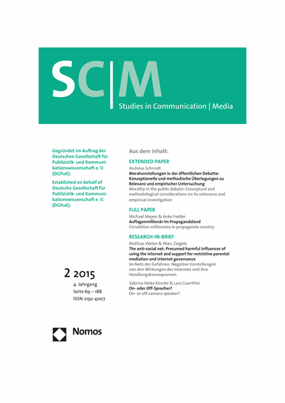 Cover der Ausgabe: SCM Studies in Communication and Media Jahrgang 4 (2015), Heft 2