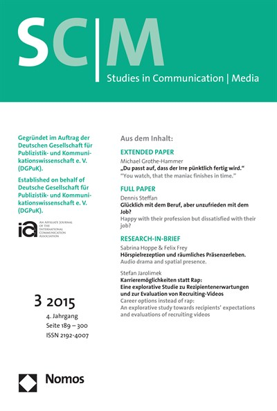 Cover der Ausgabe: SCM Studies in Communication and Media Jahrgang 4 (2015), Heft 3