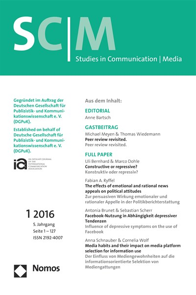 Cover der Ausgabe: SCM Studies in Communication and Media Jahrgang 5 (2016), Heft 1
