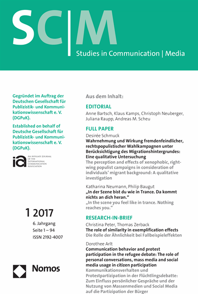 Cover der Ausgabe: SCM Studies in Communication and Media Jahrgang 6 (2017), Heft 1