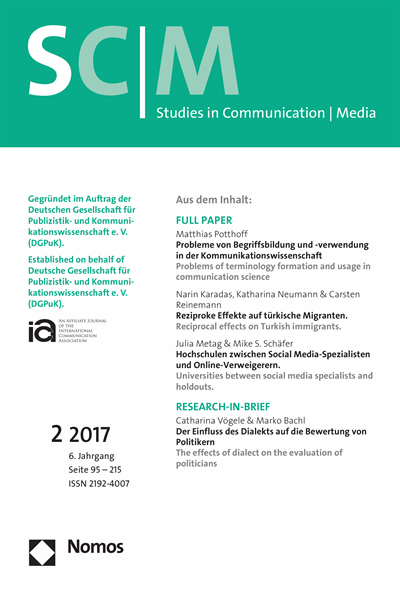Cover der Ausgabe: SCM Studies in Communication and Media Jahrgang 6 (2017), Heft 2