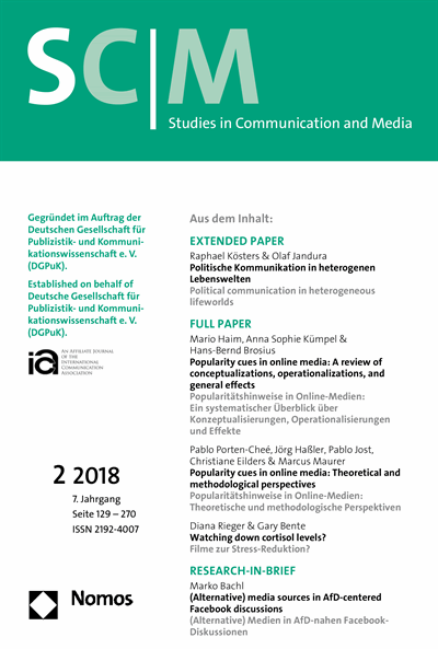 Cover der Ausgabe: SCM Studies in Communication and Media Jahrgang 7 (2018), Heft 2