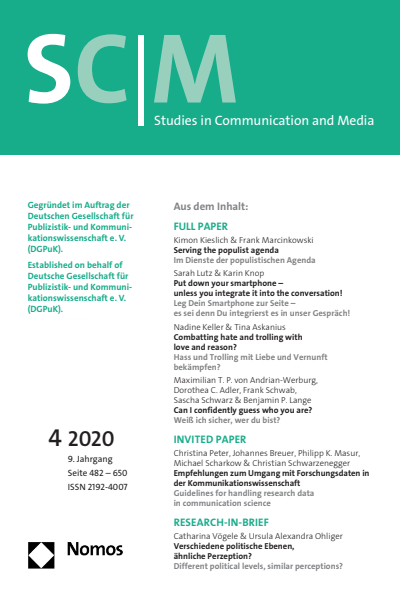 Cover der Ausgabe: SCM Studies in Communication and Media Jahrgang 9 (2020), Heft 4