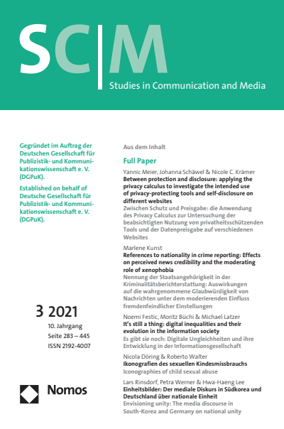 Cover der Ausgabe: SCM Studies in Communication and Media Jahrgang 10 (2021), Heft 3