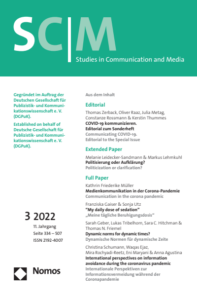 Cover der Ausgabe: SCM Studies in Communication and Media Jahrgang 11 (2022), Heft 3