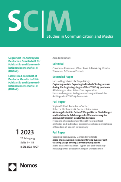Cover der Ausgabe: SCM Studies in Communication and Media Jahrgang 12 (2023), Heft 1