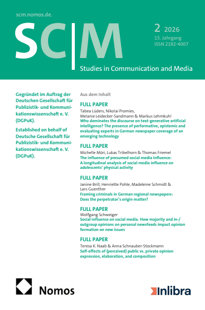 Cover der Ausgabe: SCM Studies in Communication and Media Jahrgang 15 (2026), Heft 2