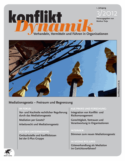 Cover der Ausgabe: Konfliktdynamik Jahrgang 1 (2012), Heft 3