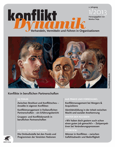 Cover der Ausgabe: Konfliktdynamik Jahrgang 2 (2013), Heft 1