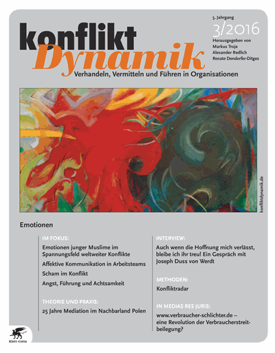 Cover der Ausgabe: Konfliktdynamik Jahrgang 5 (2016), Heft 3
