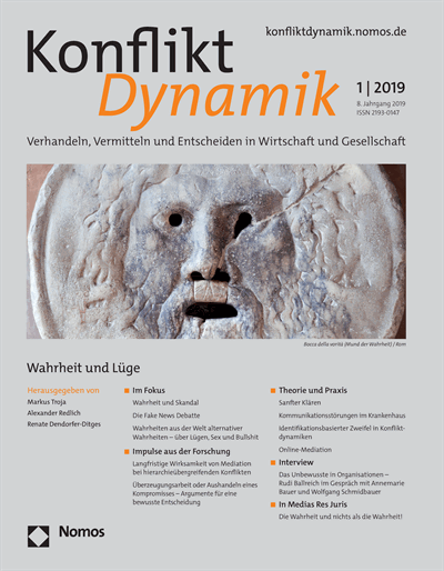 Cover der Ausgabe: Konfliktdynamik Jahrgang 8 (2019), Heft 1