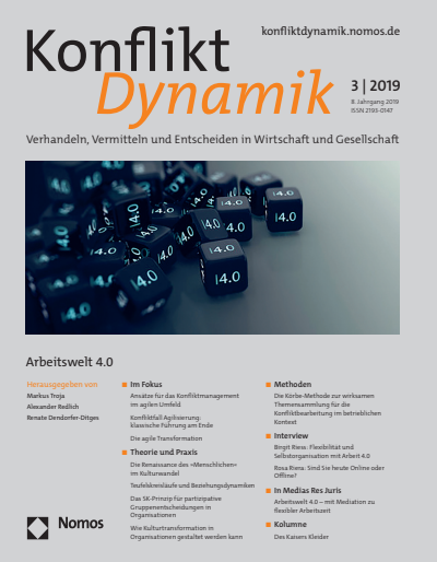 Cover der Ausgabe: Konfliktdynamik Jahrgang 8 (2019), Heft 3