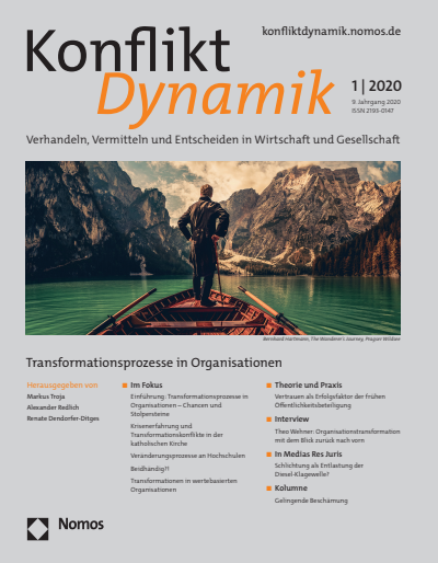 Cover der Ausgabe: Konfliktdynamik Jahrgang 9 (2020), Heft 1