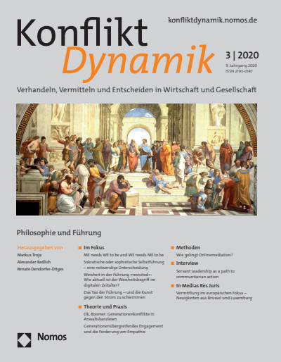 Cover der Ausgabe: Konfliktdynamik Jahrgang 9 (2020), Heft 3