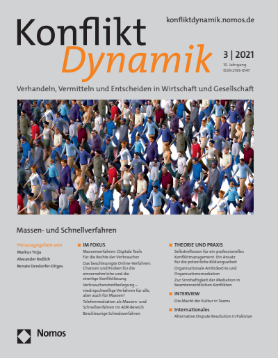 Cover der Ausgabe: Konfliktdynamik Jahrgang 10 (2021), Heft 3