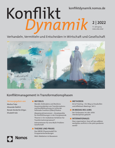 Cover der Ausgabe: Konfliktdynamik Jahrgang 11 (2022), Heft 2