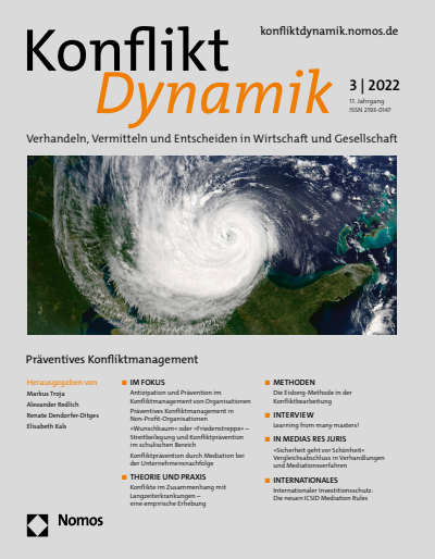Cover der Ausgabe: Konfliktdynamik Jahrgang 11 (2022), Heft 3