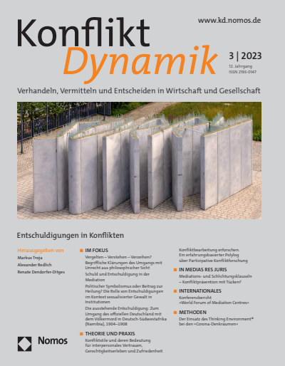 Cover der Ausgabe: Konfliktdynamik Jahrgang 12 (2023), Heft 3