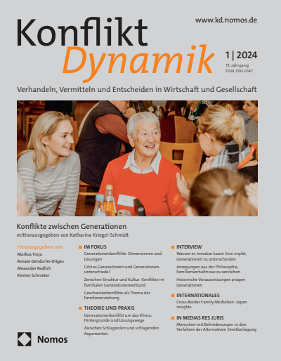 Cover der Ausgabe: Konfliktdynamik Jahrgang 13 (2024), Heft 1
