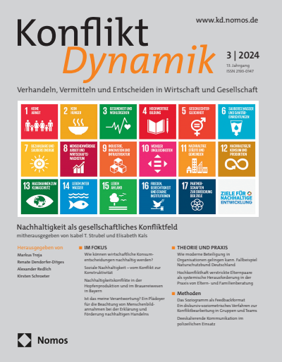 Cover der Ausgabe: Konfliktdynamik Jahrgang 13 (2024), Heft 3